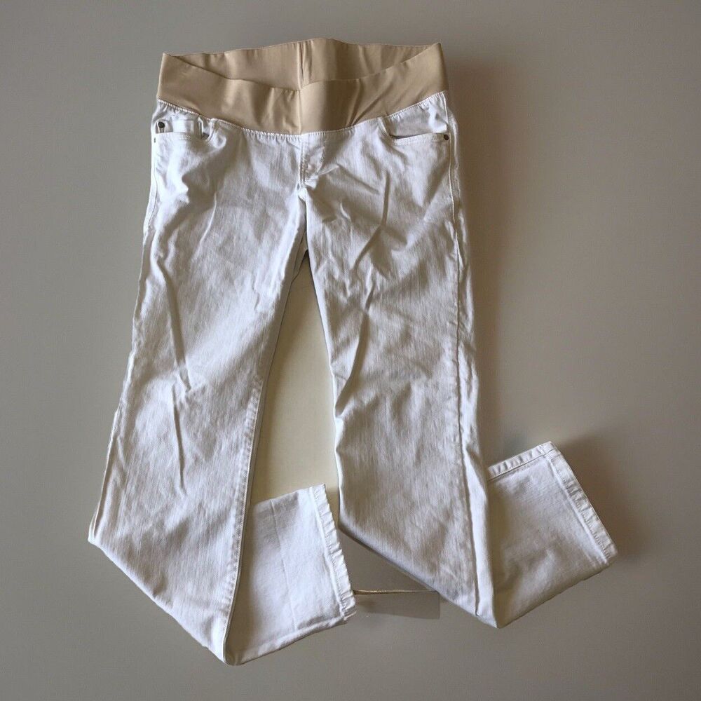 Old Navy Maternity Low Rise Knit Panel White Jeans Size 10